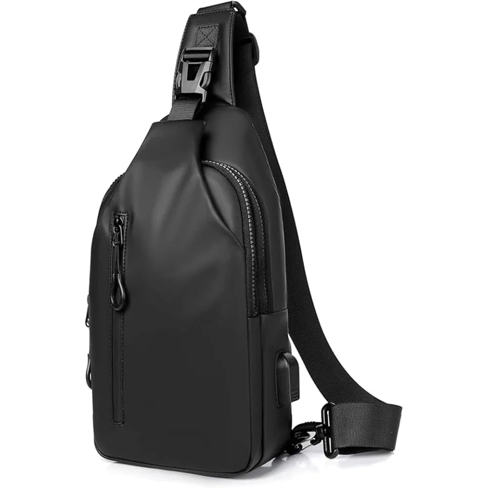 Waterproof Cross Body Bag Men, Sling Bag, Shoulder Bag Mens with USB Charger Port, Sling Chest Bag Waterproof Men Women, Casual Crossbody Bag for Sports Outdoor Traveling, Bring A Card Holder