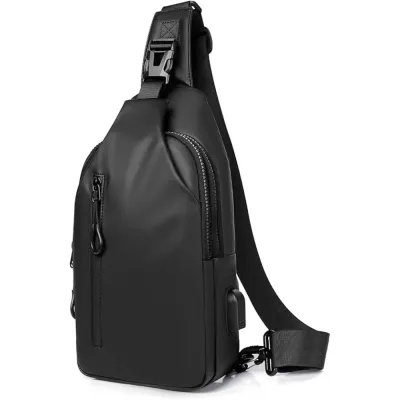 Waterproof Cross Body Bag Men, Sling Bag, Shoulder Bag Mens with USB Charger Port, Sling Chest Bag Waterproof Men Women, Casual Crossbody Bag for Sports Outdoor Traveling, Bring A Card Holder