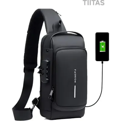 Crossbody Sling Bag for Men USB Charging Port