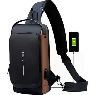 Crossbody Sling Bag for Men USB Charging Port