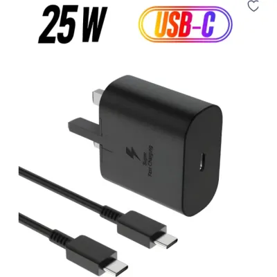 محول شحن سريع 25 واط مع كابل من USB-C إلى USB-C