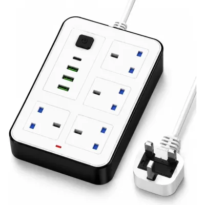 Extension Socket, 3-Way, 3m Cable, 2500W Max
