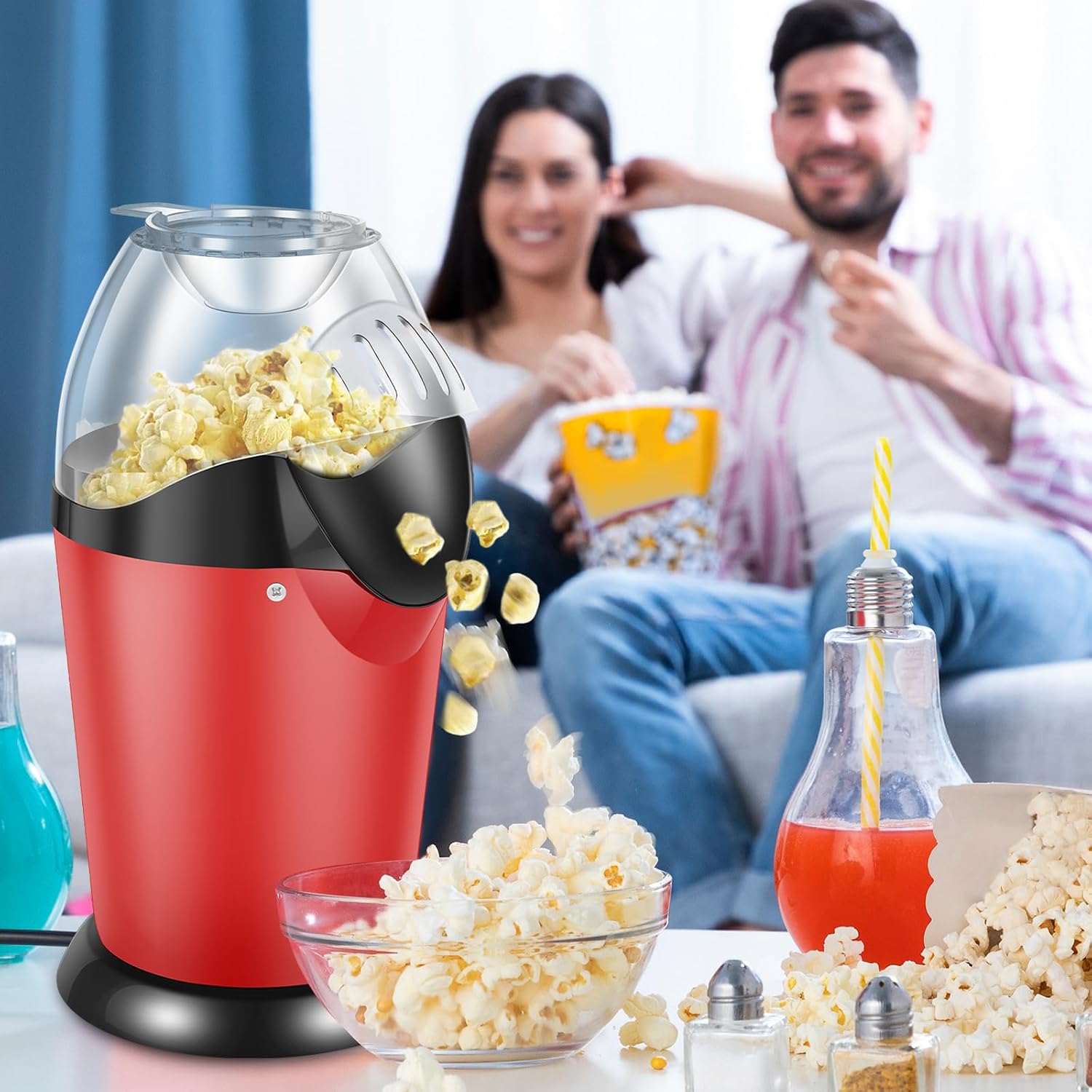 ماكينة فشار كهربائية 1200 واط بدون زيت – تحضير سريع خلال 2–3 دقائق — في الواقع